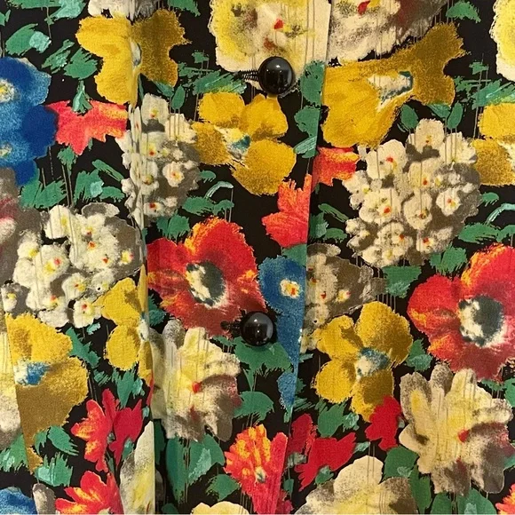 Albert Nipon VTG Womens Silk Colorful Floral Button Front Cropped Blazer Size 8 - Picture 7 of 9